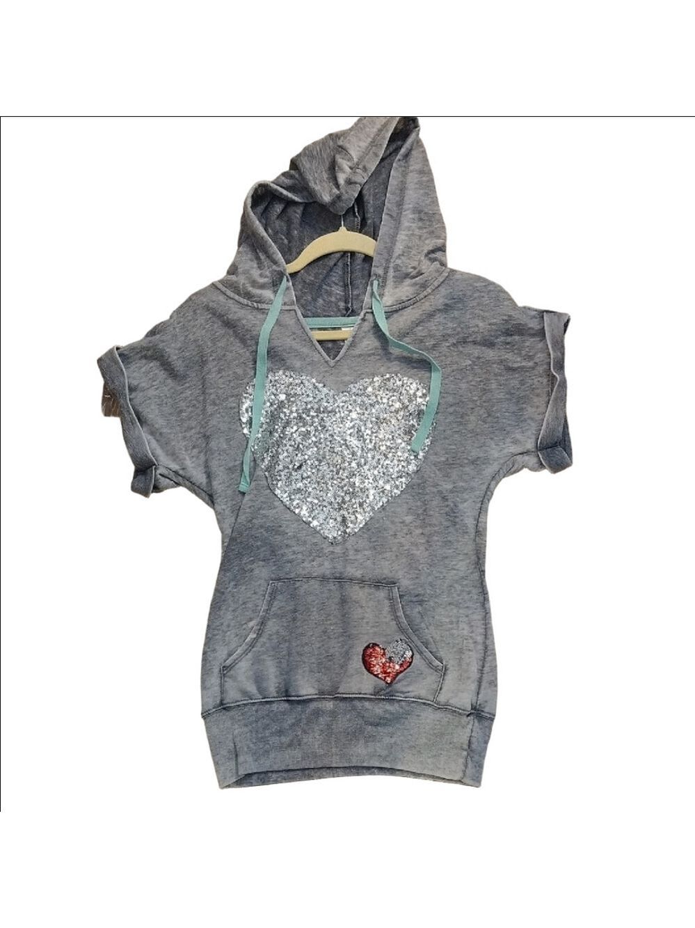 Kids - No Boundaries - Gray Hooded Short Sleeve Sweatshirt